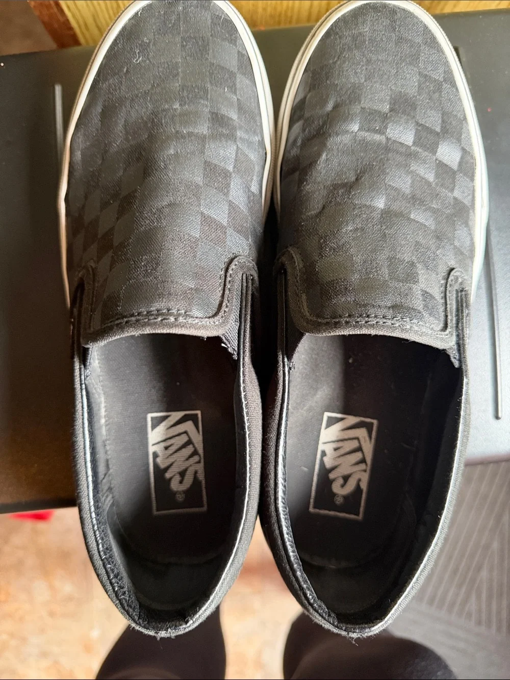 Vans Black Checkerboard Slip-On Loafers